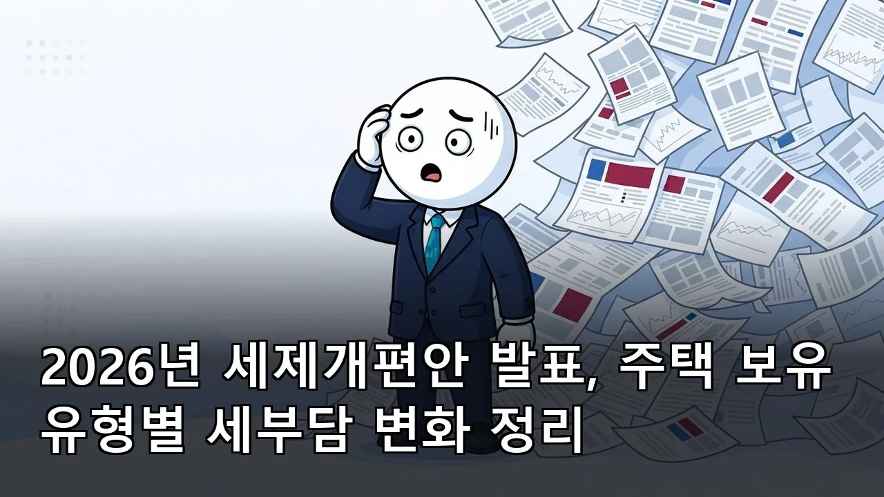 2026년 세제개편안 발표, 주택 보유 유형별 세부담 변화 정리