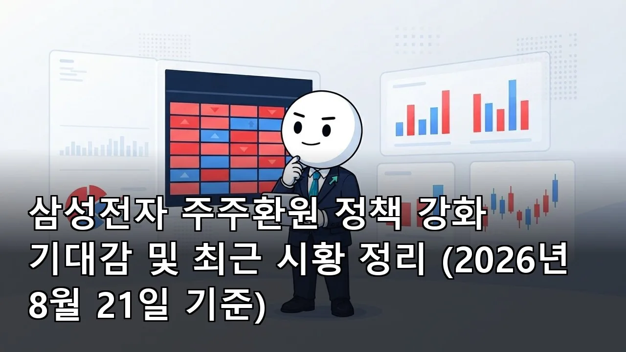 삼성전자 주주환원 정책 강화 기대감 및 최근 시황 정리 (2026년 8월 21일 기준)